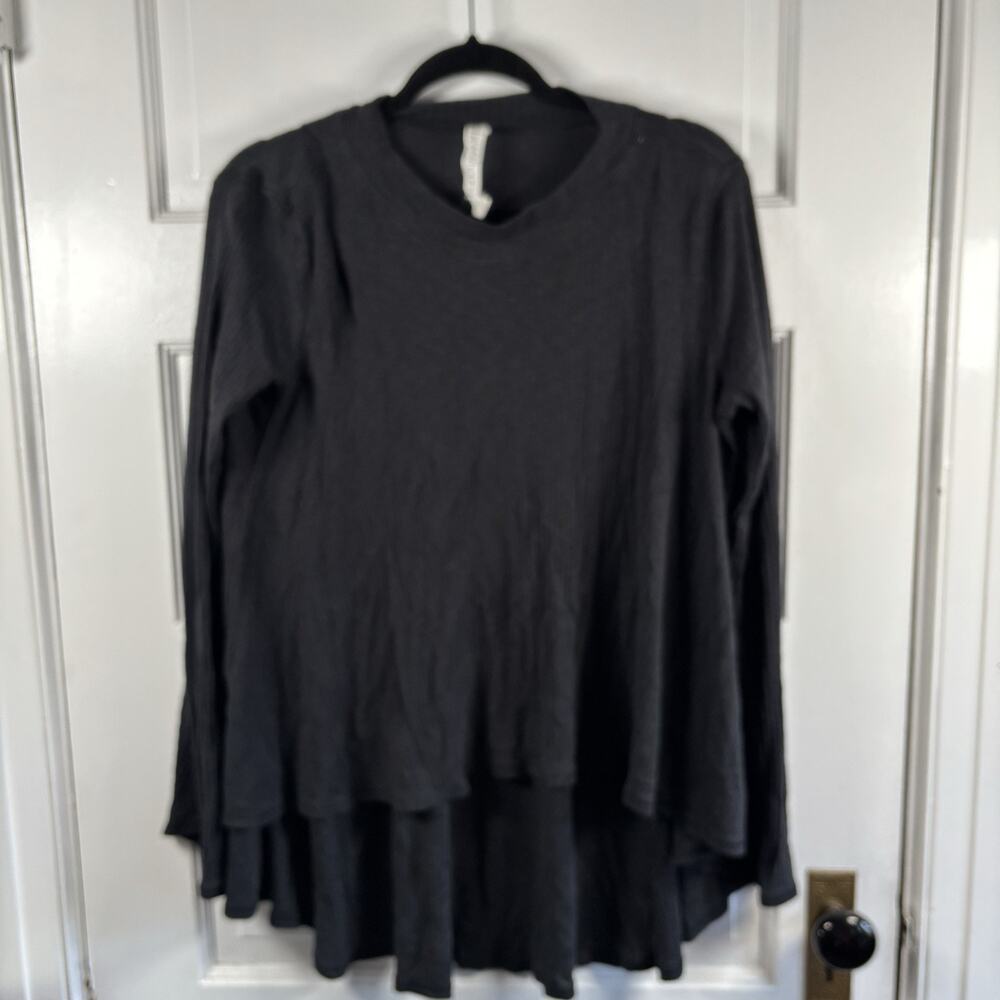 Lululemon Womens Shirt Washed Black l Drape Long Sleeve Oversized Hi Low Size XS